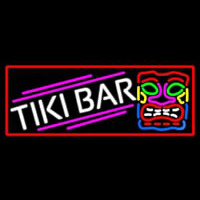 Tiki Bar Sculpture With Red Border Neon Skilt