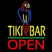 Tiki Bar With Parrot Open Neon Skilt
