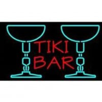 Tiki Bar With Two Martini Glasses Neon Skilt