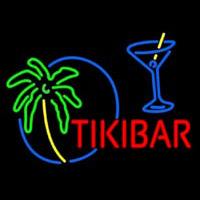 Tiki Bar With Wine Glass Neon Skilt