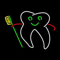 Tooth With Brush Logo Neon Skilt