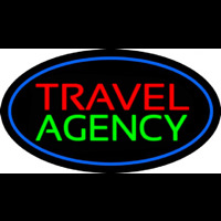 Travel Agency Blue Oval Neon Skilt