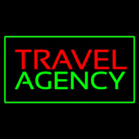 Travel Agency Green Rectangle Neon Skilt