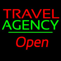 Travel Agency Open Green Line Neon Skilt