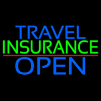 Travel Insurance Open Block Red Line Neon Skilt