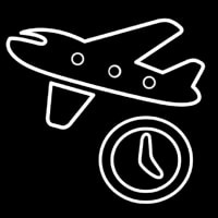 Travel Time Airplane Icon Neon Skilt