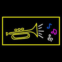 Trumpet Logo Rectangle Yellow Neon Skilt