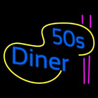 Turquoise 50s Diner Pink Lines Neon Skilt