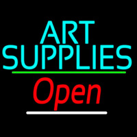 Turquoise Art Supplies With Open 3 Neon Skilt