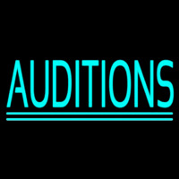 Turquoise Auditions Double Line Neon Skilt