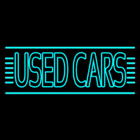 Turquoise Double Stroke Used Cars Neon Skilt