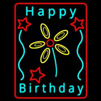 Turquoise Happy Birthday Neon Skilt