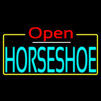Turquoise Horseshoe Open Neon Skilt