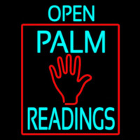 Turquoise Open Palm Readings Red Border Neon Skilt