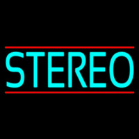 Turquoise Stereo Block Red Line Neon Skilt