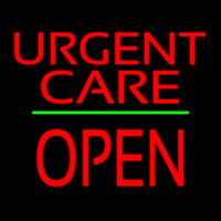 Urgent Care Block Open Green Line Neon Skilt