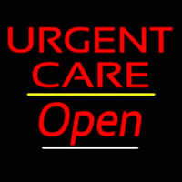 Urgent Care Open Yellow Line Neon Skilt