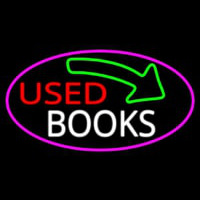 Used Books With Arrow Neon Skilt