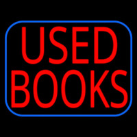Used Books With Blue Border Neon Skilt