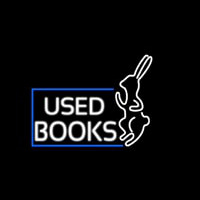 Used Books With Rabbit Logo Neon Skilt
