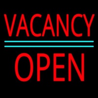 Vacancy Block Open Green Line Neon Skilt