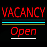 Vacancy Script2 Open Yellow Line Neon Skilt