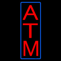 Vertical Atm Blue Border Neon Skilt