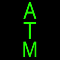 Vertical Green Atm Neon Skilt