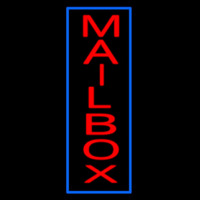 Vertical Mailbo  Blue Border Neon Skilt