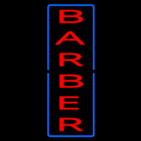 Vertical Red Barber With Blue Border Neon Skilt