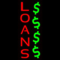Vertical Red Loans Dollar Logo Neon Skilt