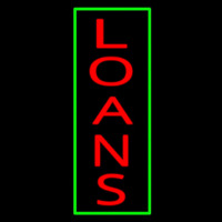 Vertical Red Loans Green Border Neon Skilt