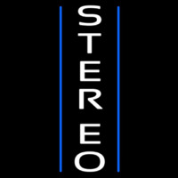 Vertical White Stereo Block Blue Line 1 Neon Skilt