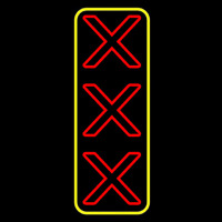 Vertical X   With Yellow Border Neon Skilt
