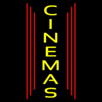 Vertical Yellow Cinemas Neon Skilt