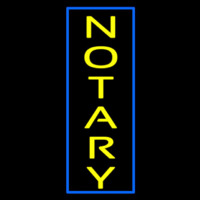 Vertical Yellow Notary Blue Border Neon Skilt