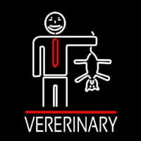 Veterinary Man And Cat Logo Neon Skilt