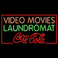 Video Movies Laundromat Coca Cola Real Neon Glass Tube Neon Skilt