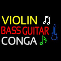 Violin Bass Guitar Conga 2 Neon Skilt