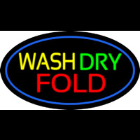 Wash Dry Fold Oval Blue Neon Skilt