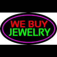 We Buy Jewelry Oval Purple Neon Skilt