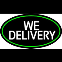 We Deliver Oval With Green Border Neon Skilt