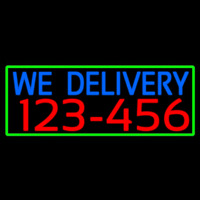 We Deliver Phone Number With Green Border Neon Skilt