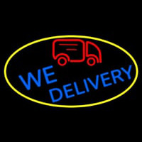 We Deliver Van Oval With Yellow Border Neon Skilt