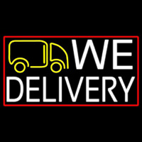 We Deliver Van With Red Border Neon Skilt