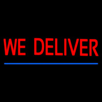 We Deliver With Blue Line Neon Skilt