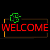 Welcome Orange Border Neon Skilt