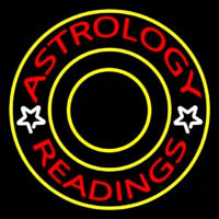 White Astrology Readings Yellow Border Neon Skilt
