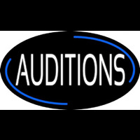 White Auditions Neon Skilt