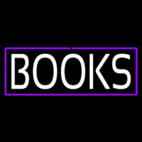White Books Purple Border Neon Skilt